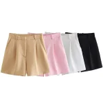 Willshela Women Fashion White Pleated Front Zipper Shorts Vintage High Waist Female Chic Lady Shorts