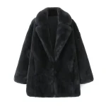 Willshela Women Fashion Black Faux Fur Hidden Breasted Coats Vintage Lapel Neck Long Sleeves Female Chic Lady Outfits