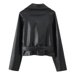 Willshela Women Fashion With Belt PU Solid Double Breasted Jackets Vintage Lapel Neck Long Sleeves Female Chic Lady Outfits - Image 5