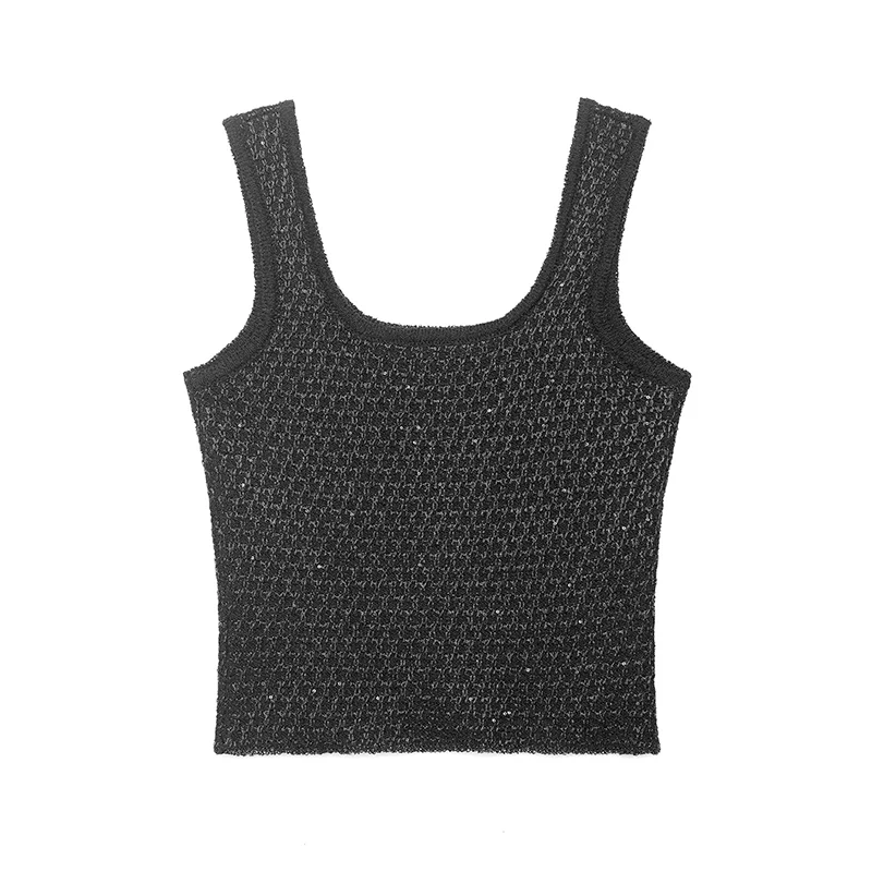 kf-S323ee69873c1491a9196d296d65393f21 Willshela Women Fashion Black Pullover Knitted Vest Tank Tops Vintage Square Collar Sleeveless Female Chic Lady Vest - Image 1