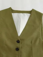 Willshela Women Fashion Solid Single Breasted Vest Waistcoat Vintage V-Neck Sleeveless Female Chic Lady Tank Tops - Image 4