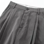 Willshela Women Fashion Grey Front Zipper Pleated Wide Leg Pants Vintage High Waist Full Length Female Chic Lady Trousers - Image 3