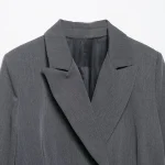 Willshela Women Fashion With Pockets Grey Double Breasted Blazer Vintage Long Sleeves Notched Neck Female Office Lady Outfits - Image 3