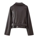 Willshela Women Fashion With Belt PU Solid Double Breasted Jackets Vintage Lapel Neck Long Sleeves Female Chic Lady Outfits - Image 3
