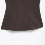 Willshela Women Fashion Brown Lace Up Backless Side Zipper Tops Vintage Thin Straps Square Collar Female Chic Lady Top - Image 4