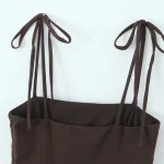 Willshela Women Fashion Brown Backless Bow Lace Up Side Zipper Camis Vintage Thin Straps Square Collar Female Chic Lady Tops - Image 5