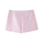 Willshela Women Fashion With Bow Solid Side Zipper Mini Skirts Shorts Vintage High Waist Female Chic Lady Shorts - Image 3