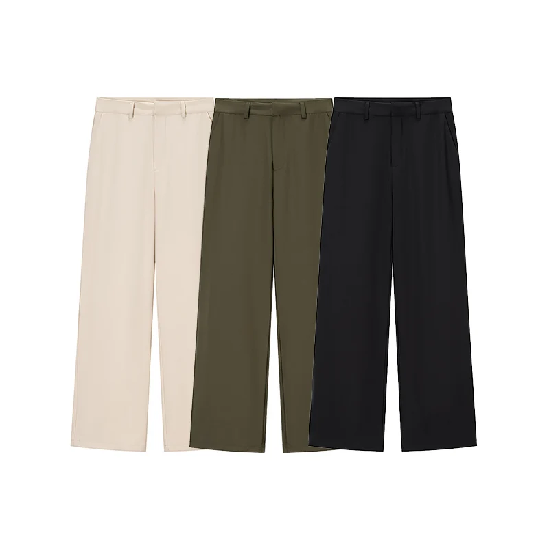 kf-Sa2e9b4ffde0a4939adacab34072ba15b2 Willshela Women Fashion Solid Front Zipper Straight Pants Vintage High Waist Full Length Female Chic Lady Trousers - Image 1