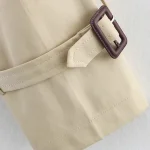 Willshela Women Fashion With Belt Khaki Double Breasted Trench Jacket Vintage Lapel Neck Long Sleeve Female Chic Coat Outfits - Image 5