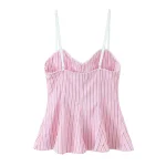 Willshela Women Fashion With Bow Striped Backless Side Zipper Tops Vintage Thin Straps V-Neck Female Chic Lady Camis - Image 5