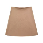 Willshela Women Fashion Solid Knitted A-Line Mini Skirt Vintage High Elastic Waist Female Chic Lady Skirts - Image 3