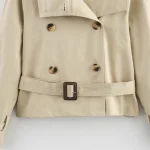 Willshela Women Fashion With Belt Khaki Double Breasted Trench Jacket Vintage Lapel Neck Long Sleeve Female Chic Coat Outfits - Image 4