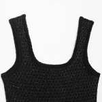 Willshela Women Fashion Black Pullover Knitted Vest Tank Tops Vintage Square Collar Sleeveless Female Chic Lady Vest - Image 3
