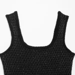 Willshela Women Fashion Black Pullover Knitted Vest Tank Tops Vintage Square Collar Sleeveless Female Chic Lady Vest - Image 6