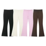 Willshela Women Fashion Solid Drawstring Flare Pants Vintage High Elastic Waist Full Length Female Chic Lady Trousers